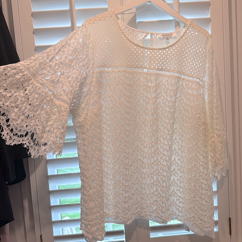 Rose and Olive size 3X white knit tunic blouse brand new bell sleeve super cute